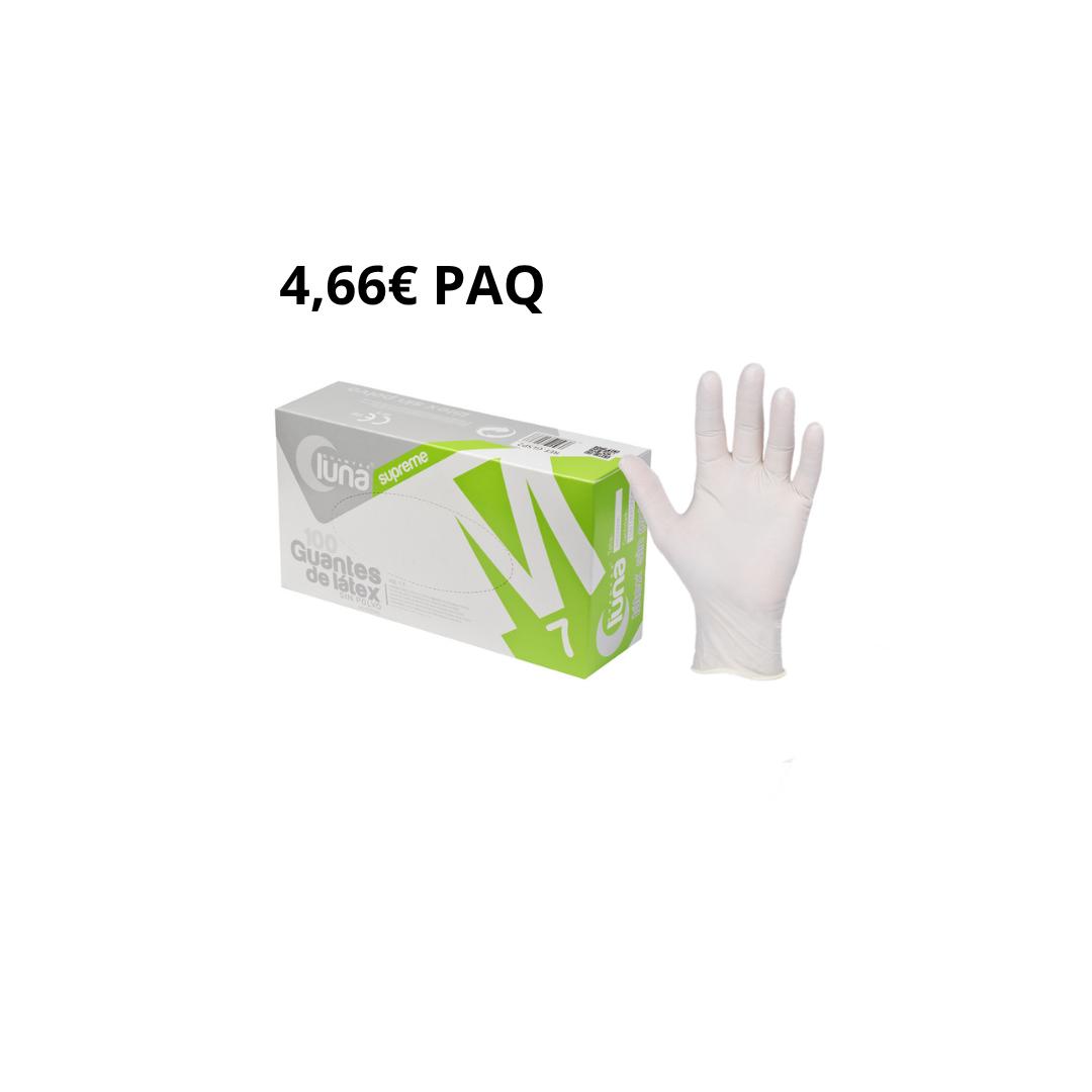 120 PAQUETES GUANTES LATEX SIN POLVO LUNA