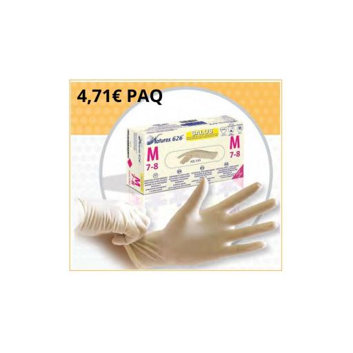120 PAQUETES GUANTE DE LATEX SIN POLVO NATUREX 626 SALUS