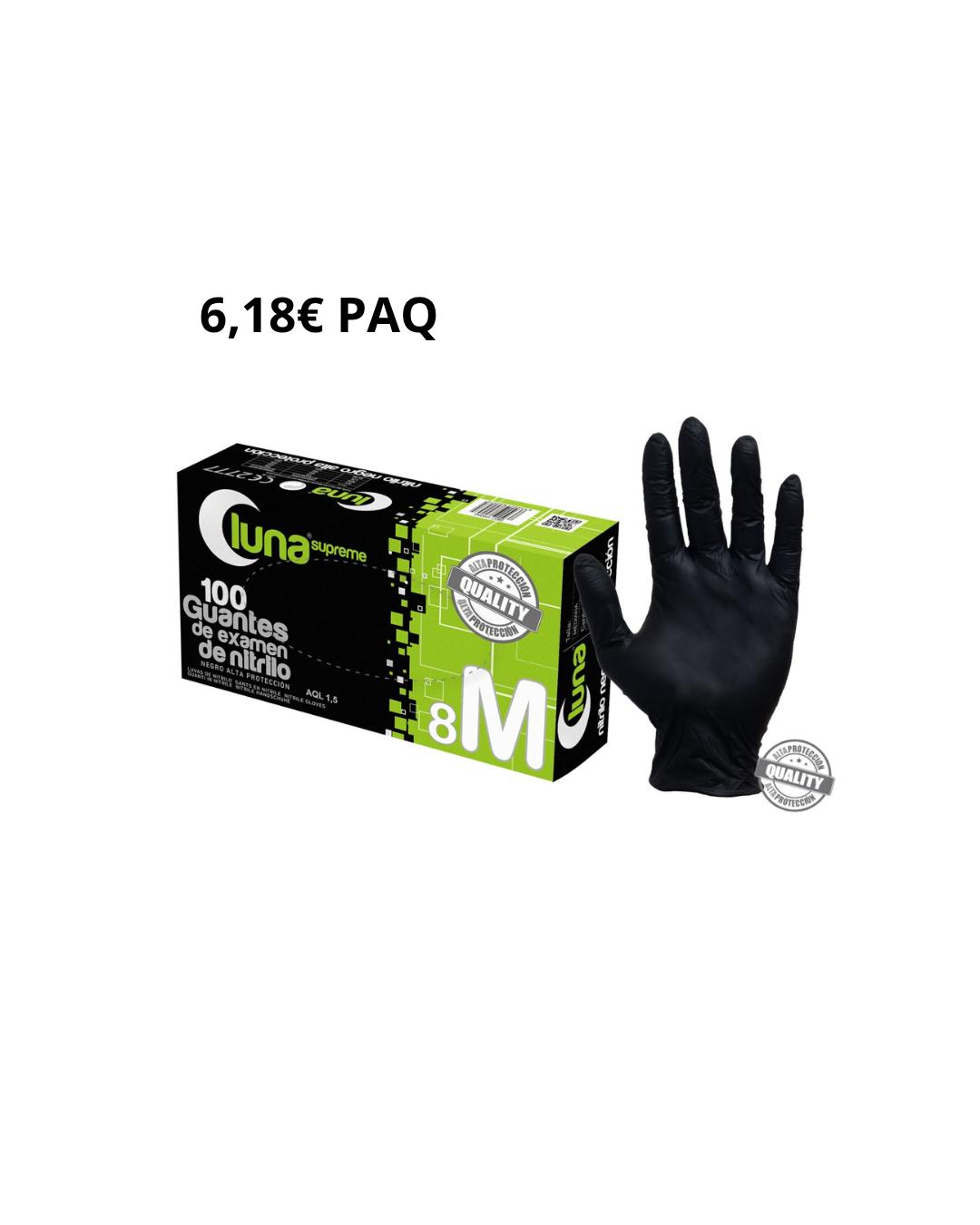 30 PAQUETES NITRILO NEGRO SIN POLVO ALTA PROTECCIÓN LUNA 5,5 GR