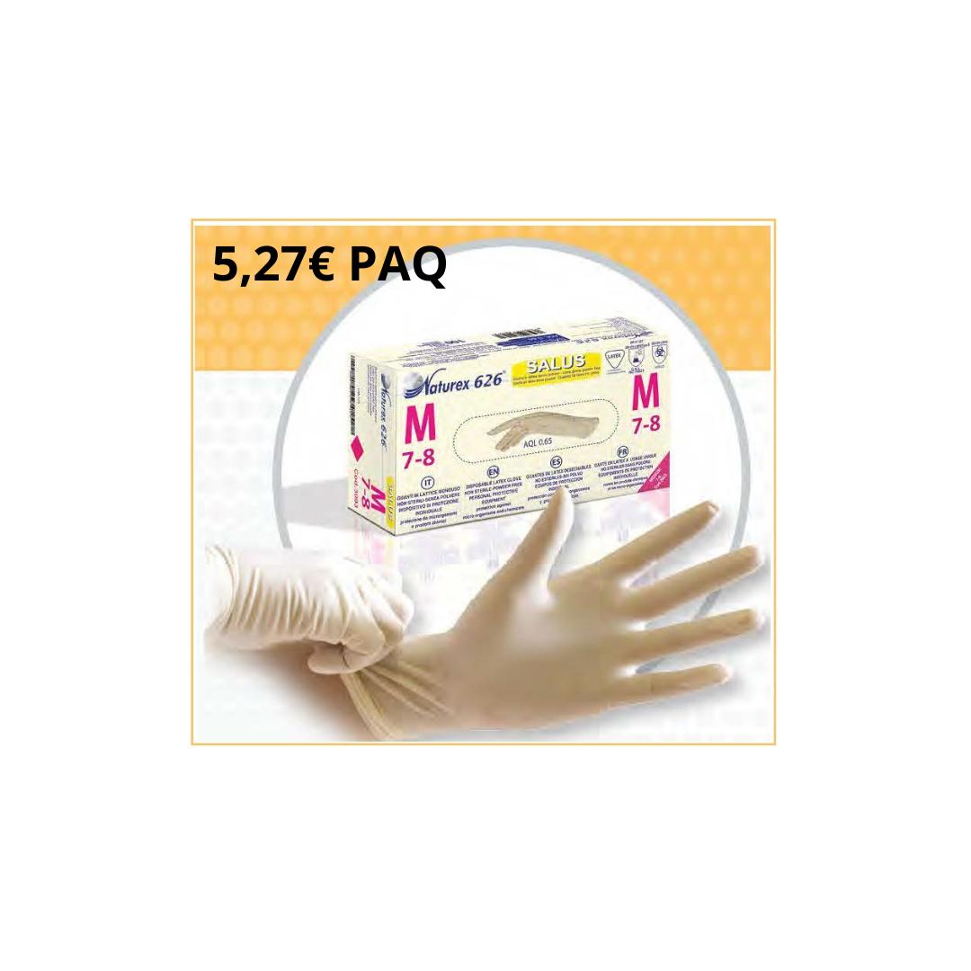 30 PAQUETES GUANTE LATEX SIN POLVO NATUREX 626 SALUS