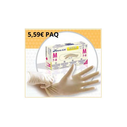 60 PAQUETES GUANTE LATEX SIN POLVO NATUREX 626 SALUS