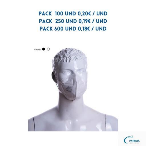 MASCARILLA FFP2 NR SIN VALVULA REF. 3600B BLANCA 