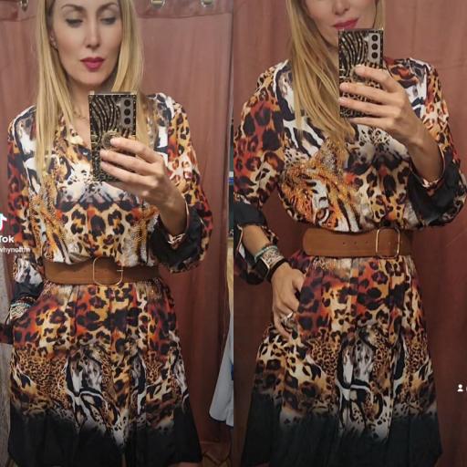 Vestido camisero tigre 