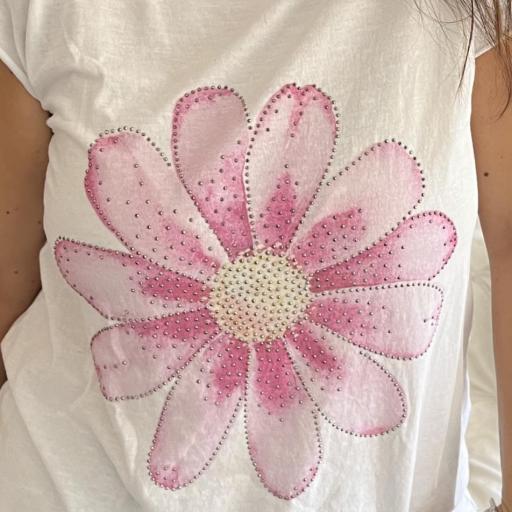 Camiseta de algodón flor Rosa [2]