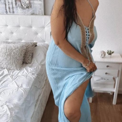 Vestido largo azul claro griego [1]