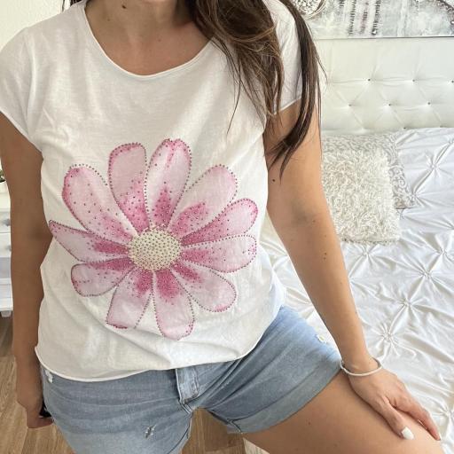 Camiseta de algodón flor Rosa [1]