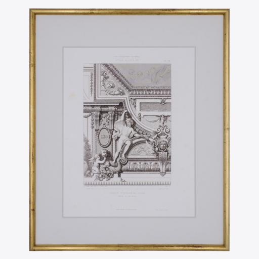 ARQUITECTURA EN FRANCIA, GRABADO ANTIGUO SIGLO XIX [1]