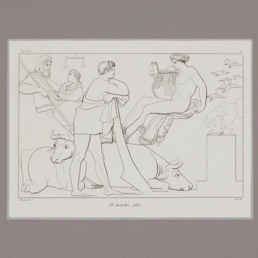 GRABADO CLASICO SIGLO XIX. EL HOMBRE FELIZ. [1]