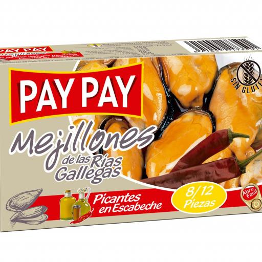 Mejillones Pay Pay Escabeche Picante 8/12 (5 uds)