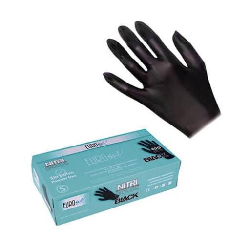 Caja 100 guantes nitrilo negros talla L