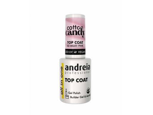Andreia Gel Polish All in One Cotton Candy Top Coat - 02 Milky Pink 10,5ml