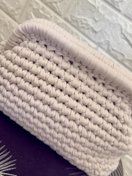 Bolso De Mano Croché Marfil