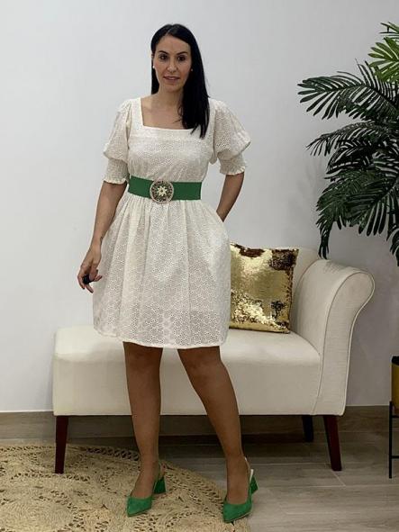 Vestido Perforado Beige [1]