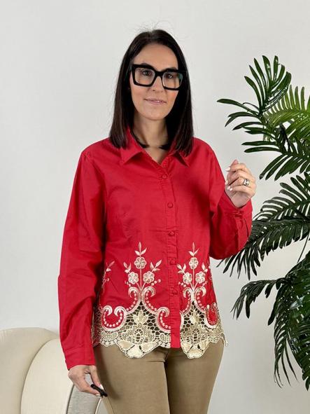 Camisa Blonda Encaje Roja