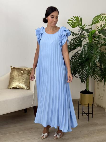 Vestido Plisado Azul Bebe [3]