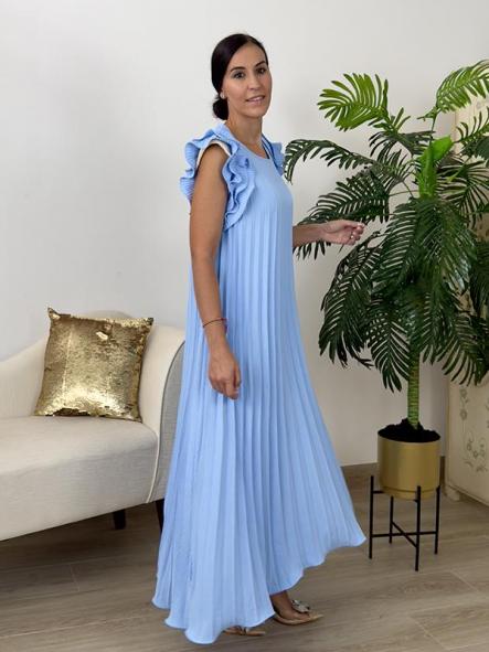 Vestido Plisado Azul Bebe [1]