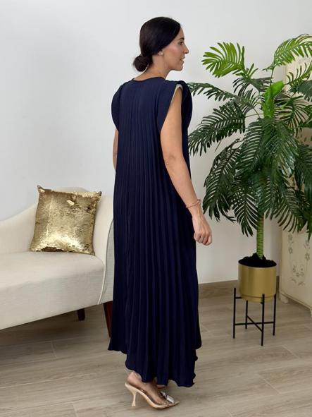 Vestido Plisado Azul Marino [2]