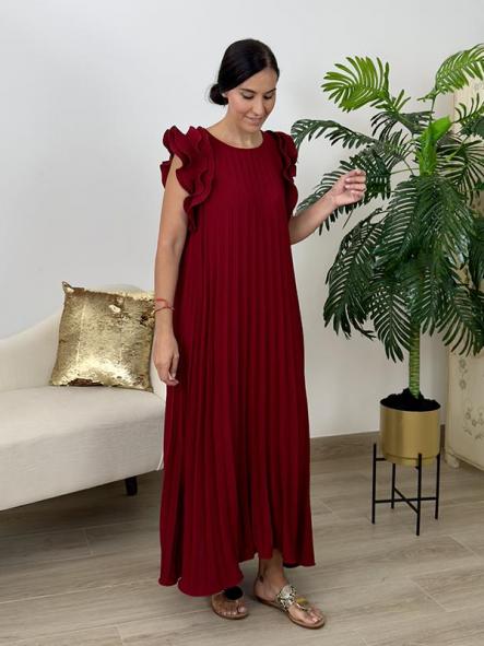 Vestido Plisado Burdeos [3]
