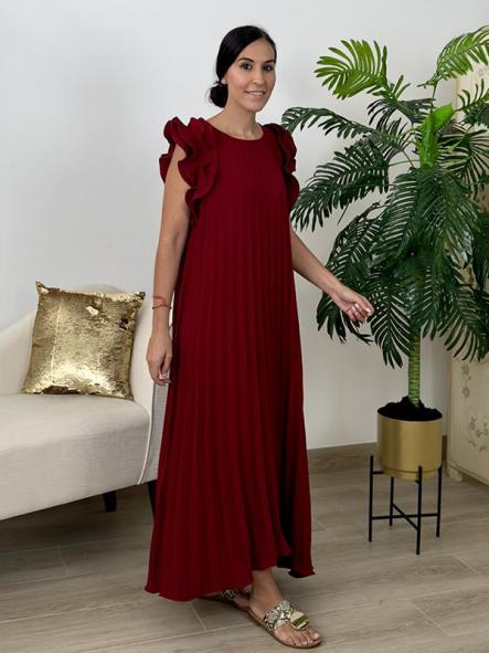 Vestido Plisado Burdeos [1]