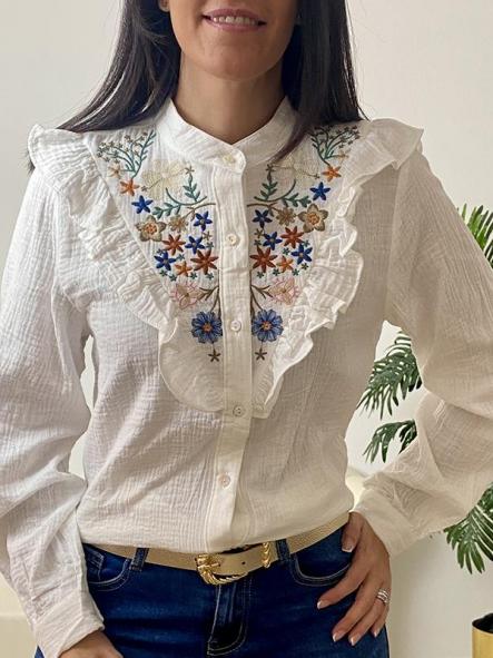 Camisa Flores Bordadas [2]