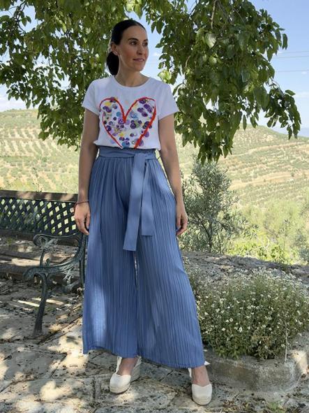 Pantalón Plisado Azul 