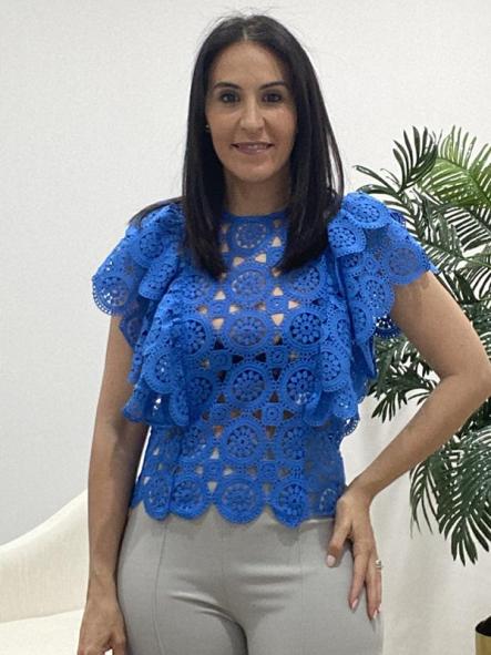 Top Perforado Azul 