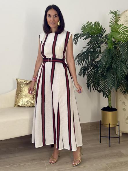 Vestido Lino Burdeos