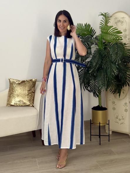 Vestido Lino Azul  [3]
