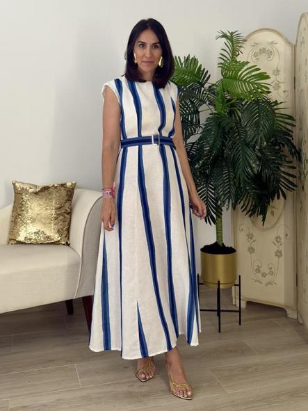 Vestido Lino Azul 