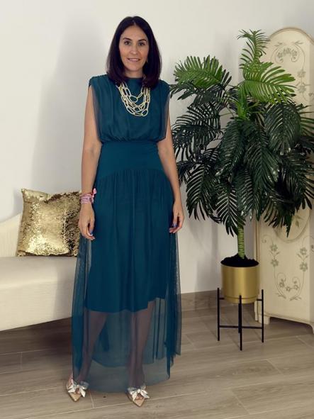Vestido Tul Verde Petroleo [3]