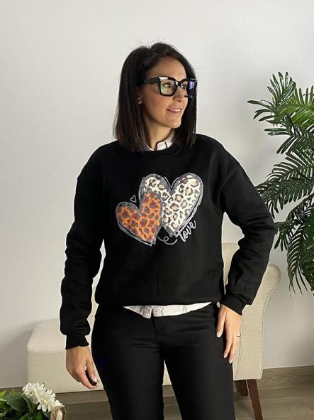 Sudadera Corazones Negra