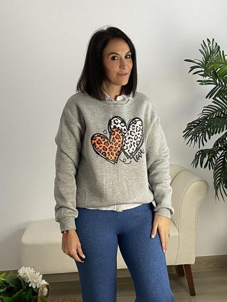 Sudadera Corazones Gris