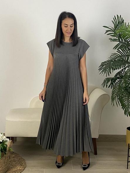 Vestido Plisado Gris