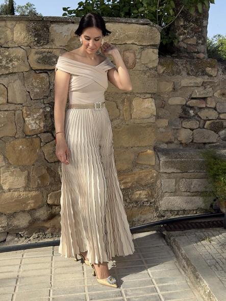 Falda Acordeón Beige