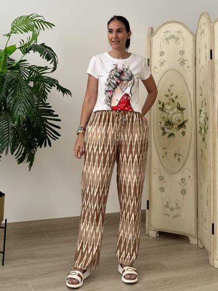 Pantalon Zig-Zag Camel