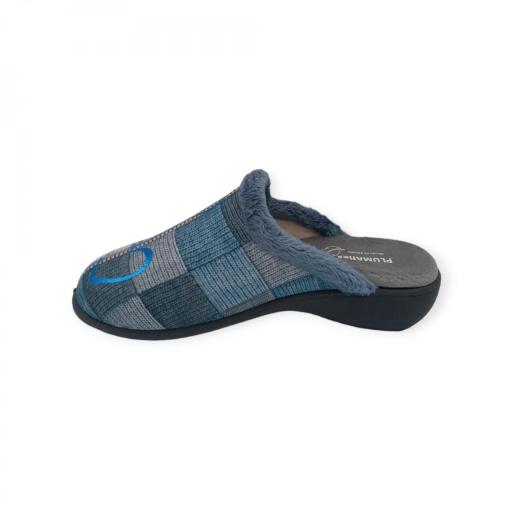 ZAPATILLA CASA MUJER ABIERTA GRIS, AZUL CORAZONES PLUMAFLEX 14213 [4]