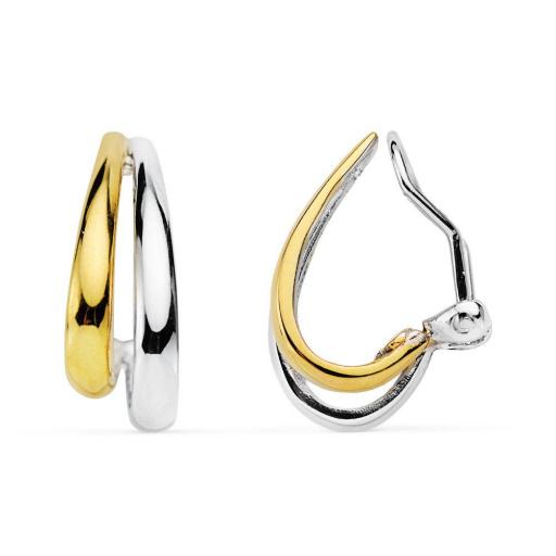 Pendientes chapado bicolor clip
