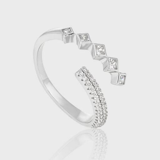 Anillo plata rodiada ajustable circonitas [0]