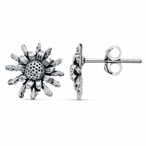 Pendientes plata repujada Eguzkilore