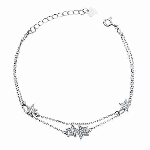 Pulsera plata rodiada estrellas