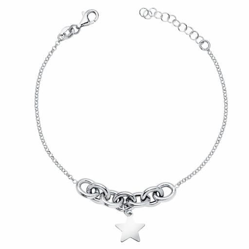 Pulsera plata rodiada estrella