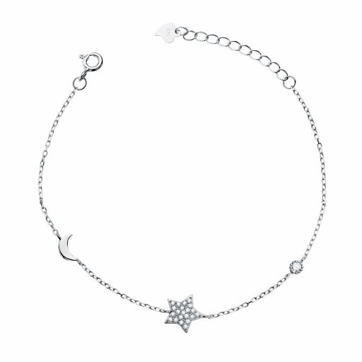 Pulsera plata rodiada estrella