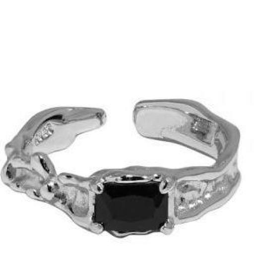 Anillo plata rodiada ajustable