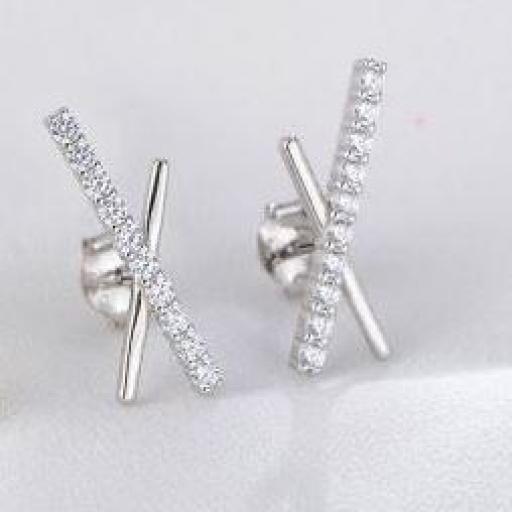 Pendientes plata rodiada circonitas