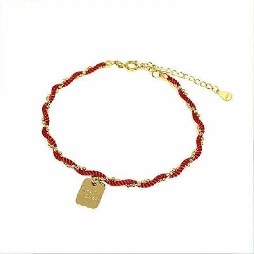 Pulsera acero chapado oro buena suerte [0]