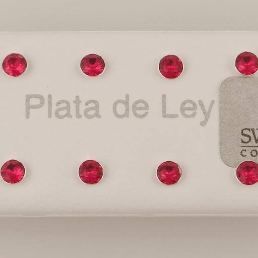 Pendientes plata cristal rojo 3mm. (6 uds.) [0]