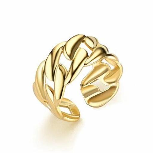 Anillo acero chapado oro