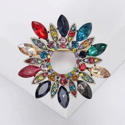 Broche flor cristales