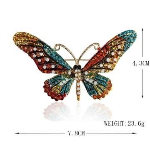 Broche strass mariposa multicolor