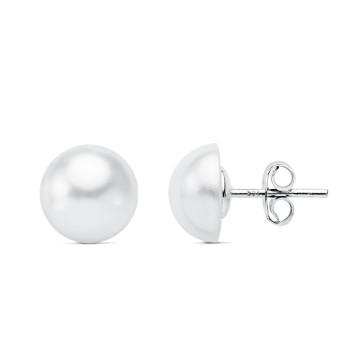 Pendientes plata 1/2 perla con casquilla 10mm.